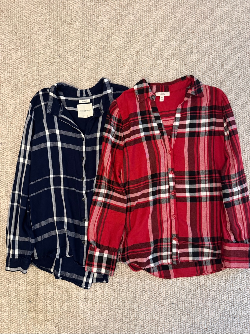 Two Plaid Button Down Shirts. Como Vintage and Thread & Supply